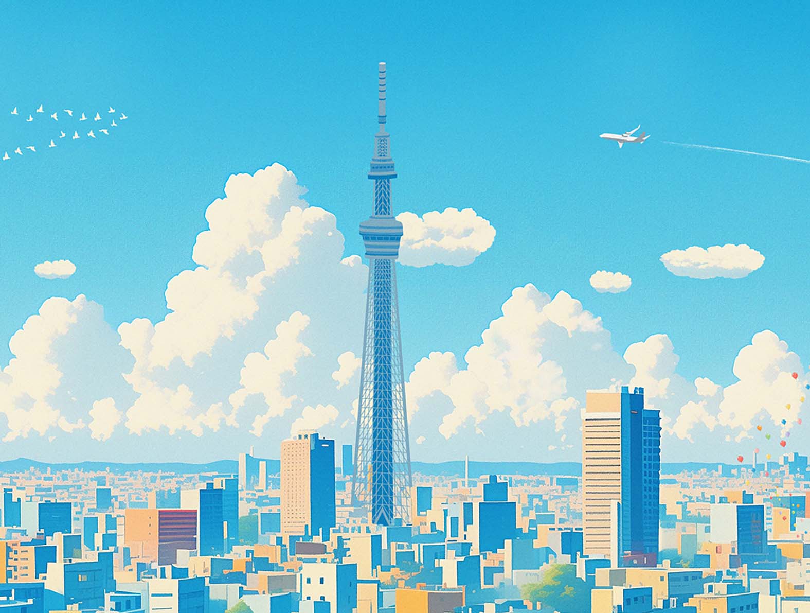 アニメ調の東京タワーの壁紙