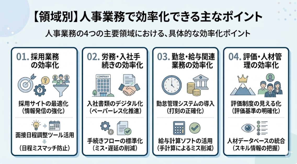 人事業務で効率化できる主なポイント