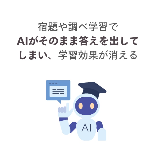 宿題や調べ学習でAIがそのまま答えを出してしまい、学習効果が消える