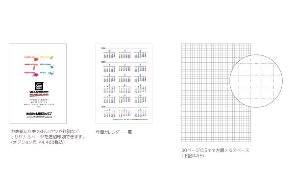 MBE手帳スケジュールカレンダーA5の中身の説明画像