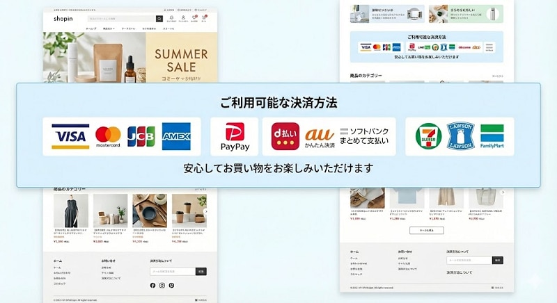 利用可能な決済方法を載せる