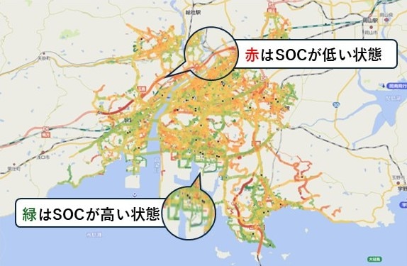 走行地点とSOCの関係分析