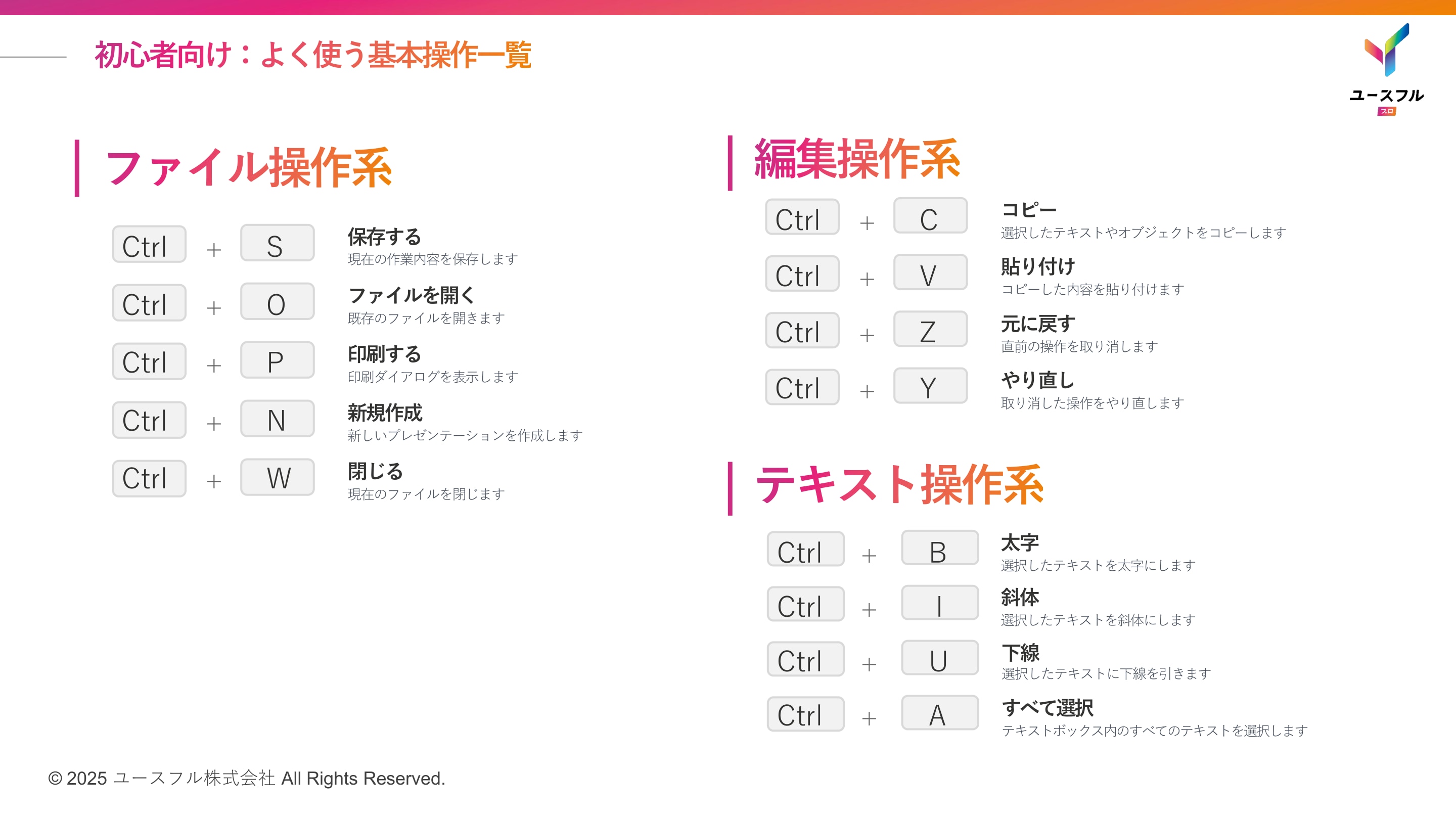 よく使う基本操作一覧