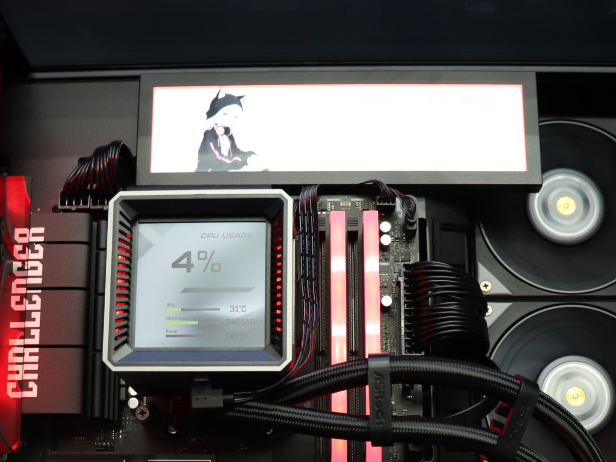 Lian Li SM088X液晶ディスプレイと、ASRock水冷ヘッドのW液晶モニター仕様