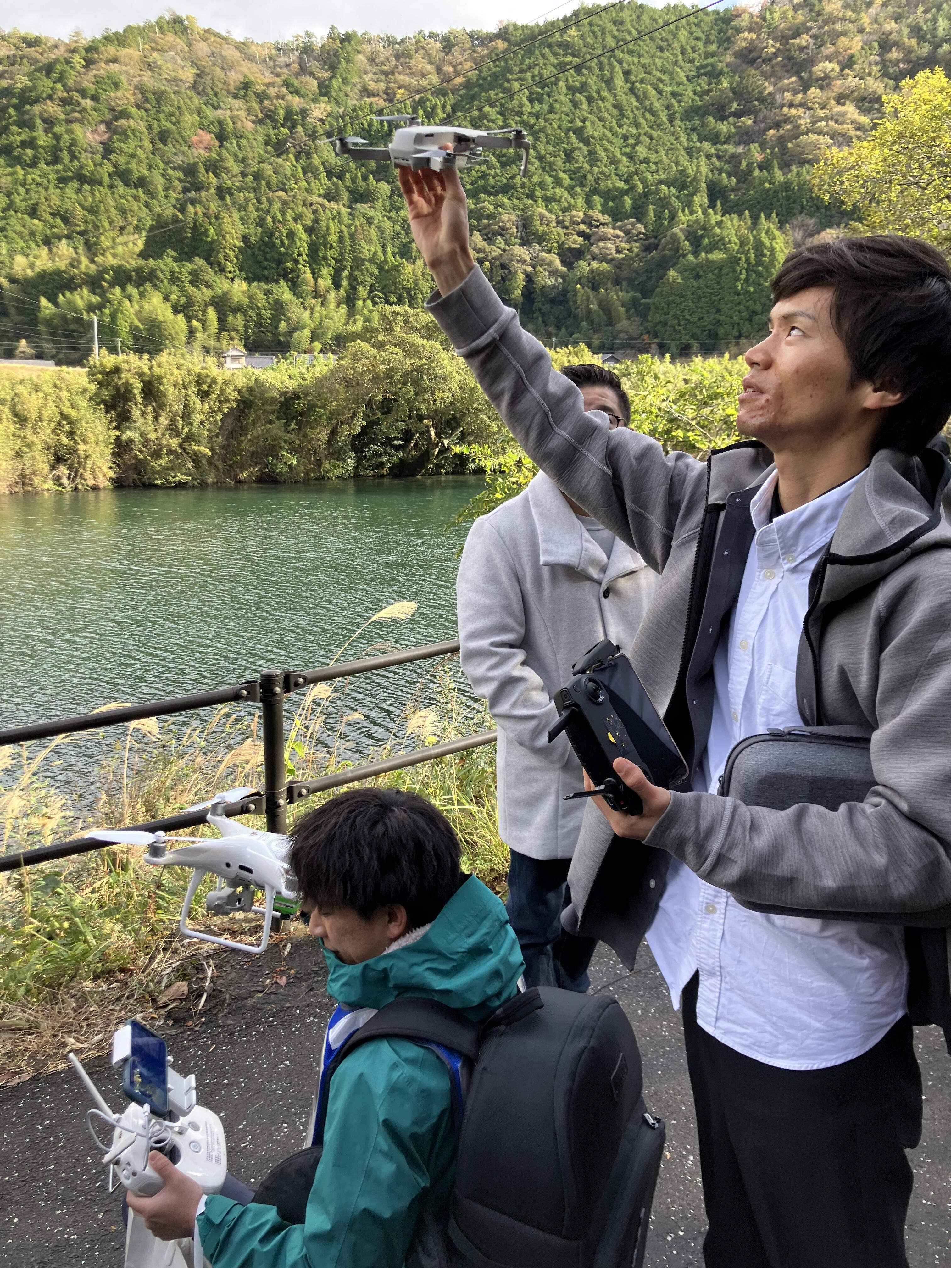 ドローンの撮影見学
