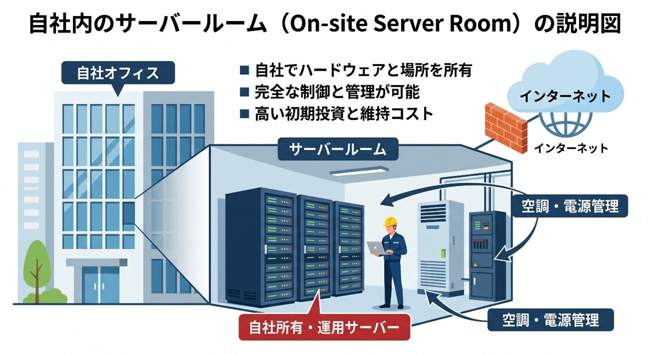 自社内サーバールームの説明図