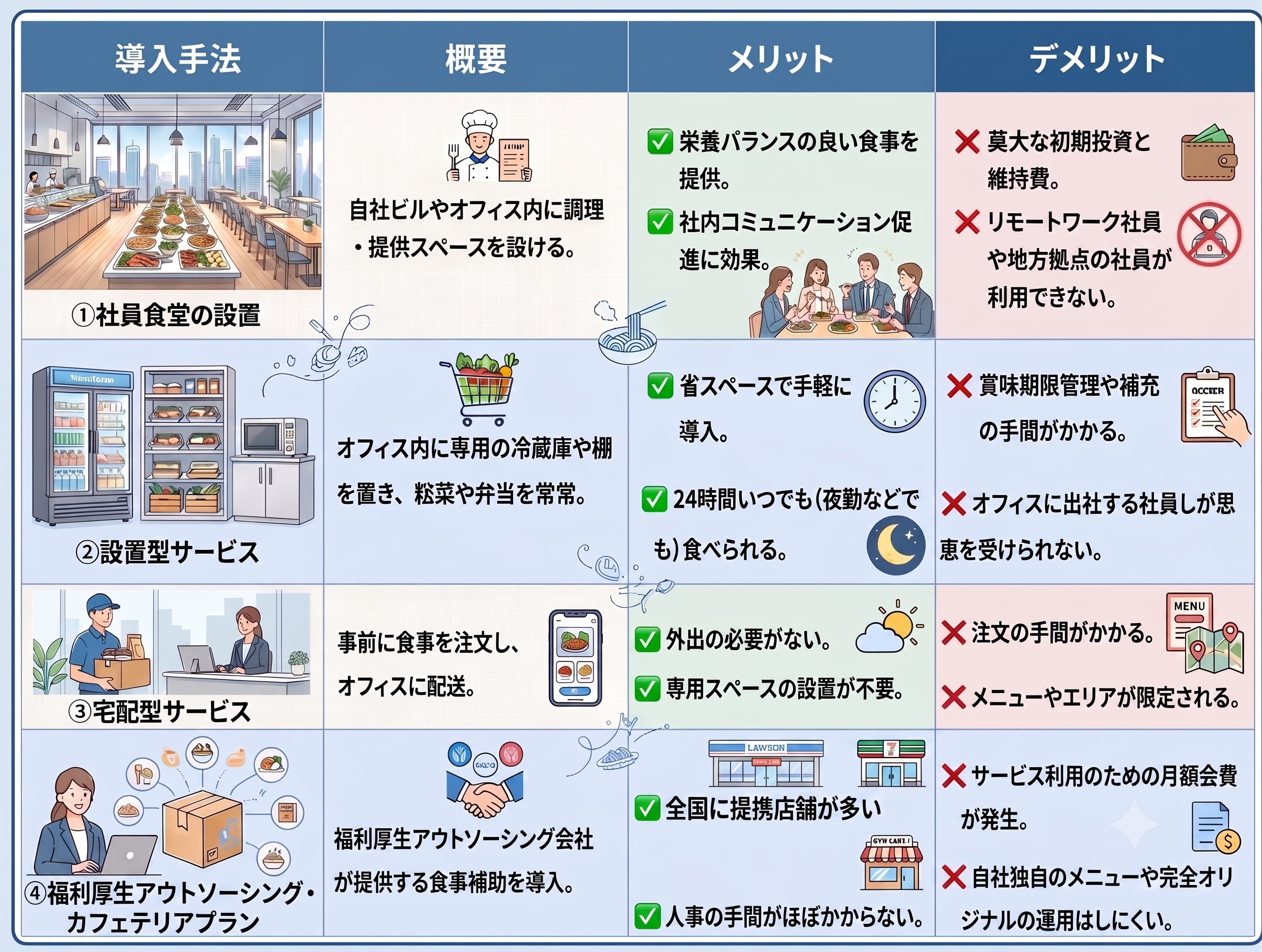 食事補助の種類
