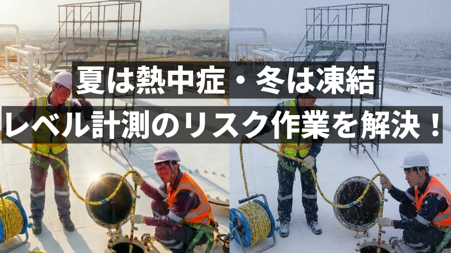夏は熱中症・冬は凍結。レベル計測のリスク作業を解決！