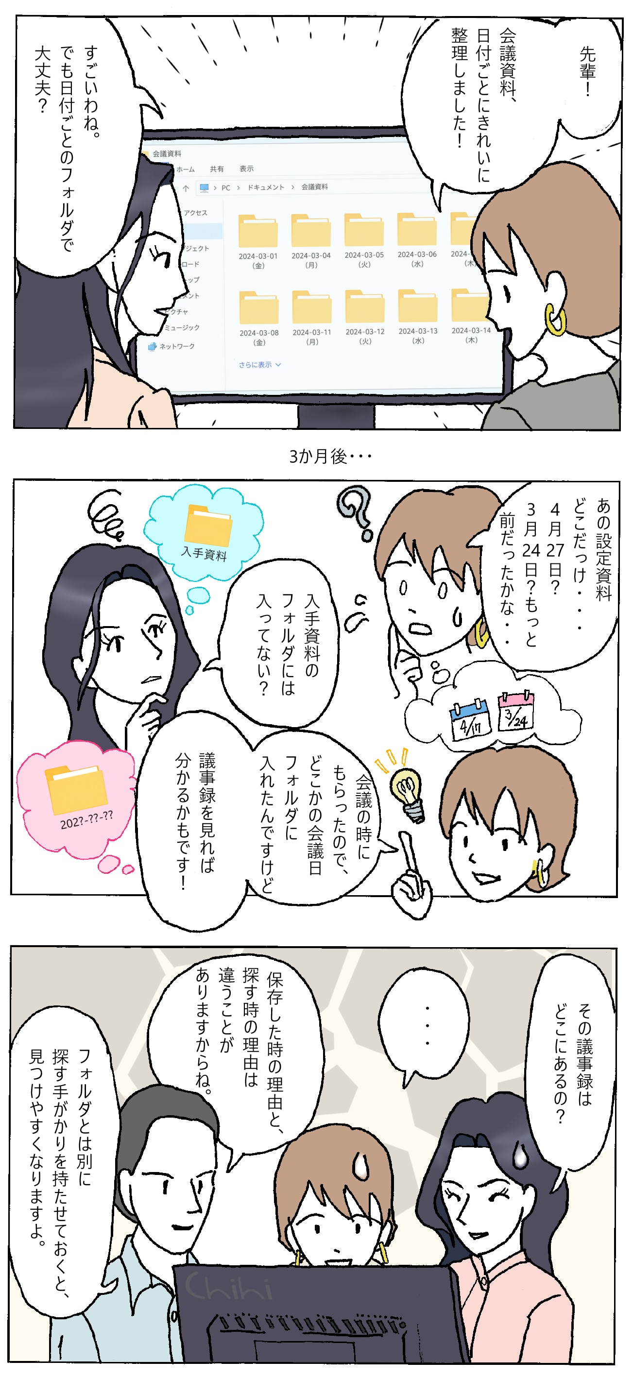 フォルダ整理に関するマンガ