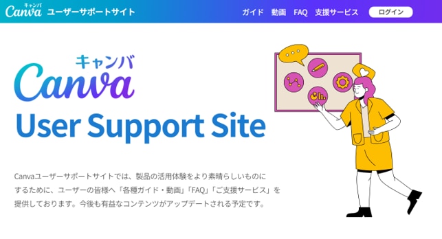 CanvaユーザーサポートサイトのTOP画面