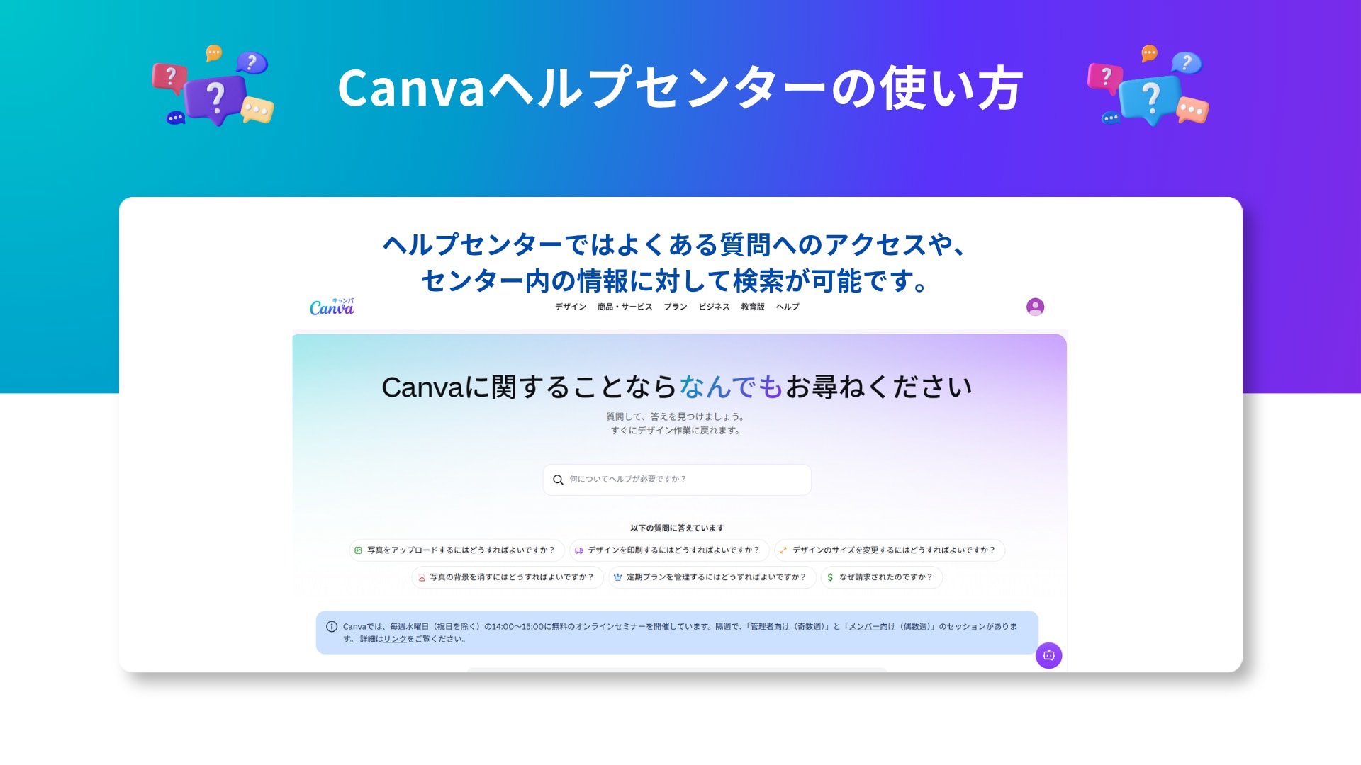Canvaヘルプセンターの実際の画面