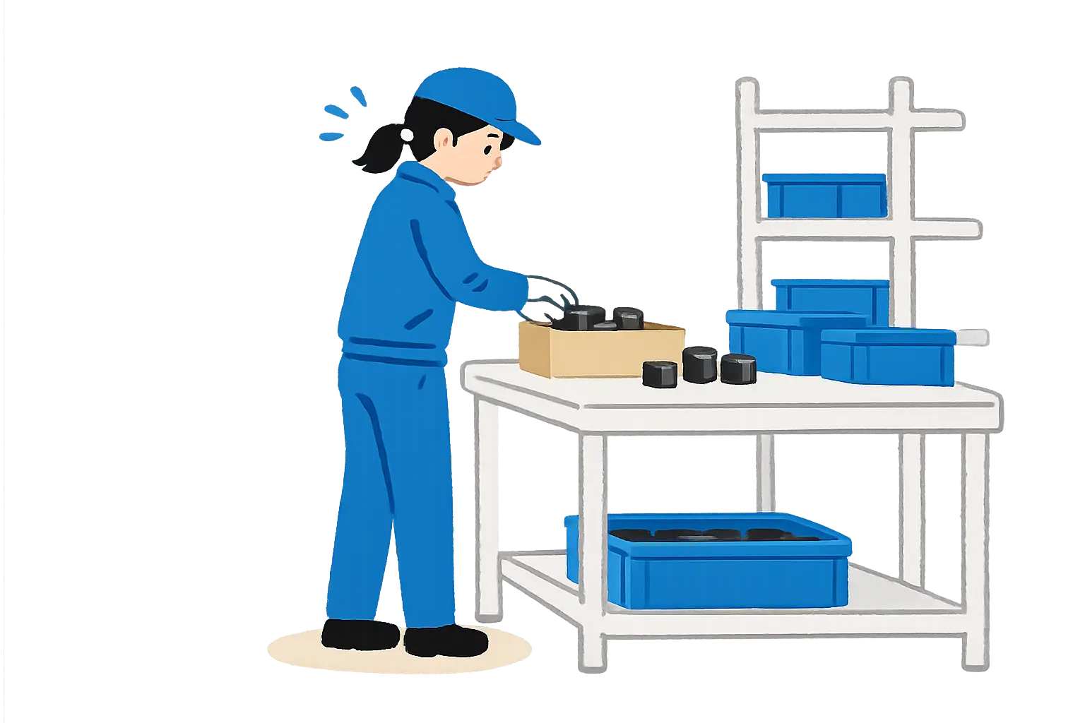 立ち仕事をする工場スタッフ