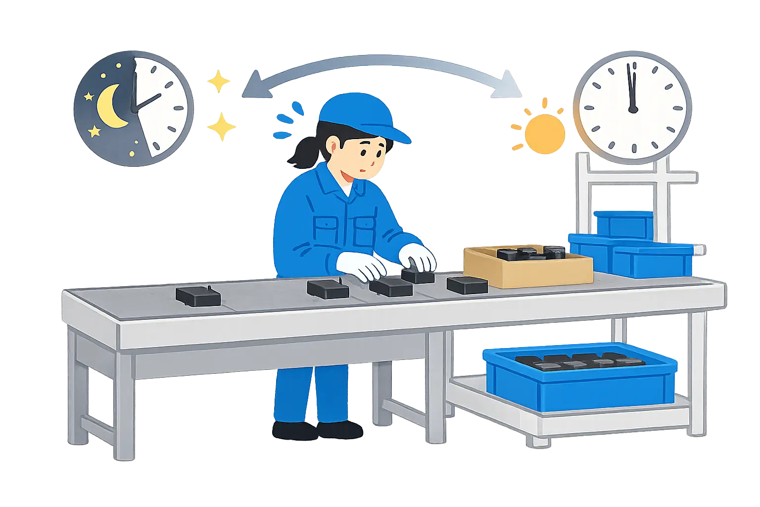 交替勤務で作業するスタッフ