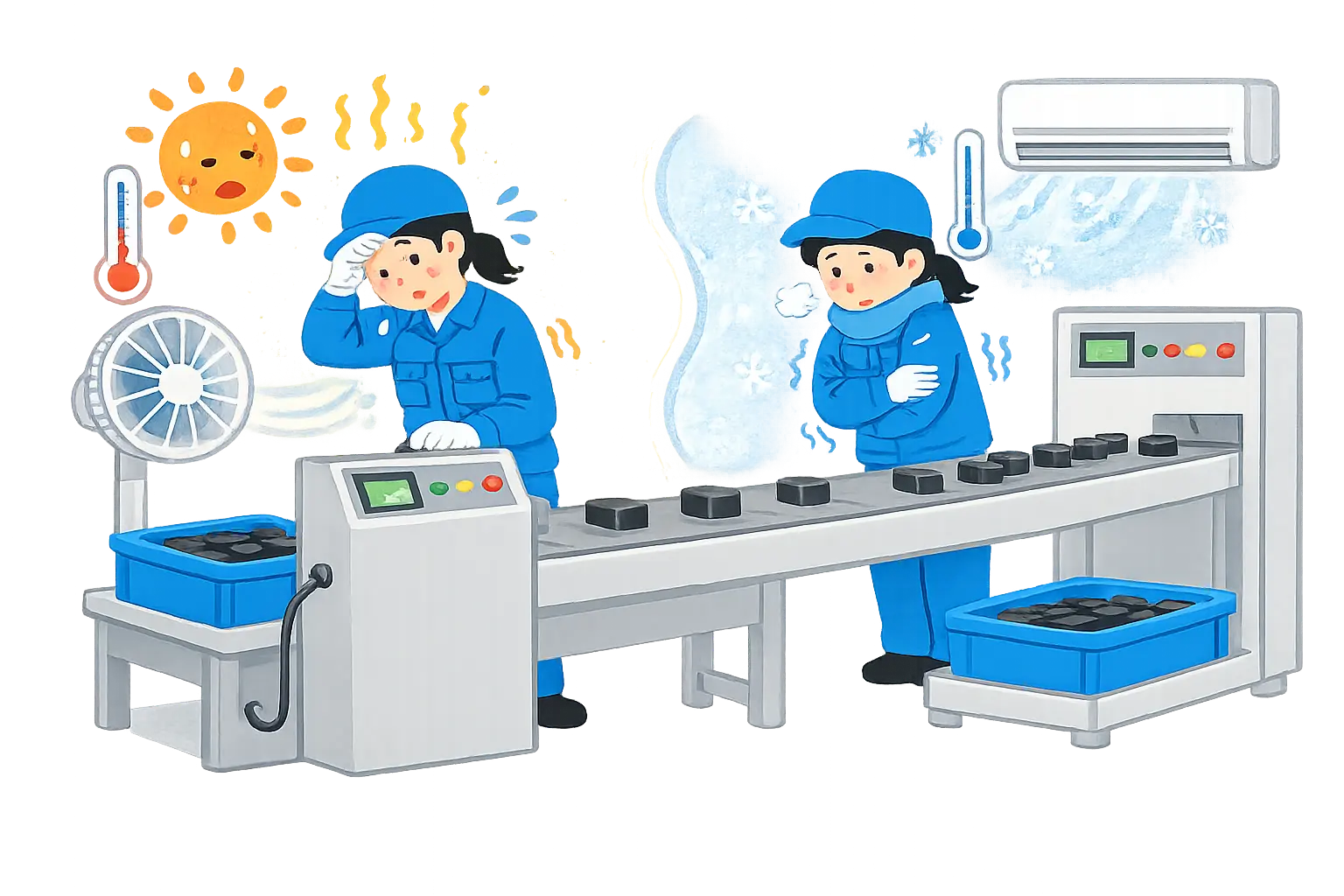 暑さや・寒さを感じる職場をイメージする画像