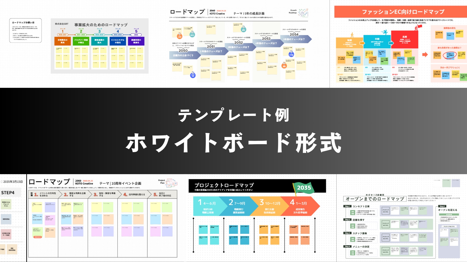 ホワイトボード形式のロードマップのテンプレ画像