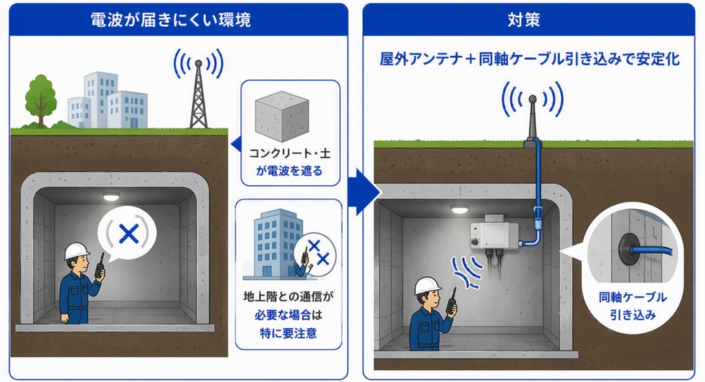通信に影響する3つのポイント③地下空間の影響