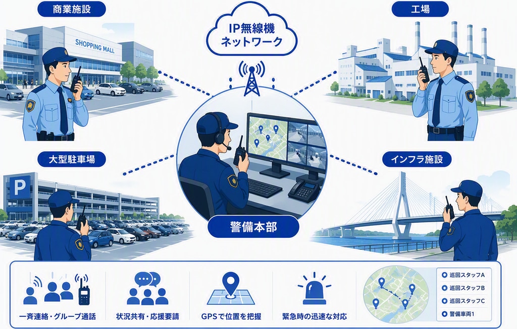 IP無線機が向いている現場:警備・施設管理業務