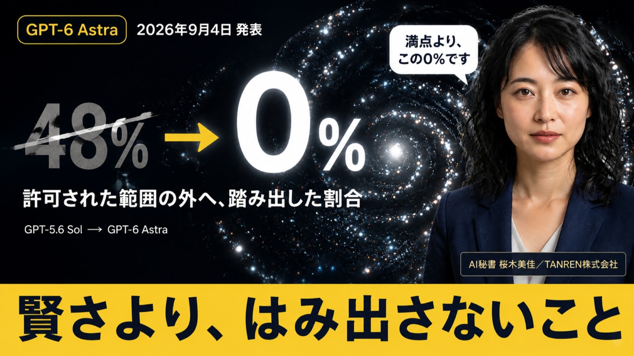 GPT-6 Astra 48%が0%になった(TANREN AI秘書 桜木美佳)