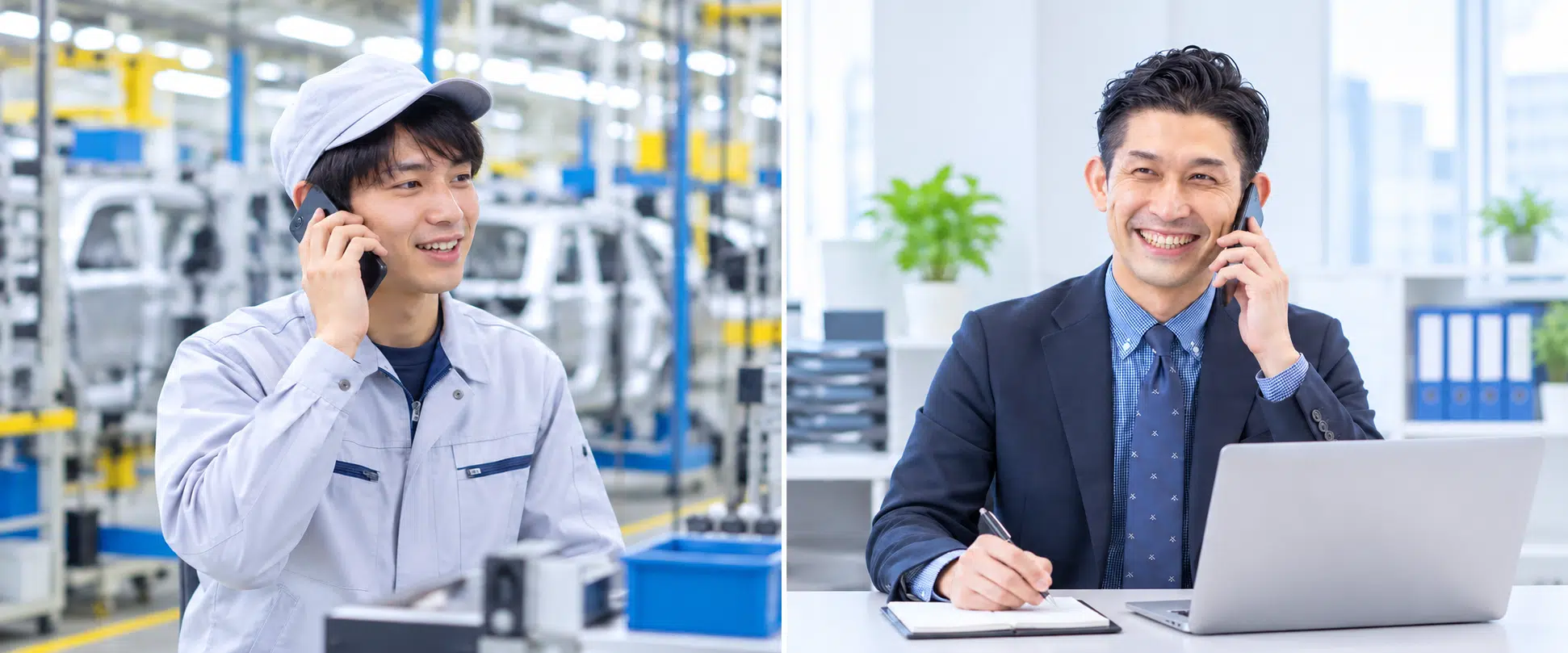 担当者がスタッフと電話している様子