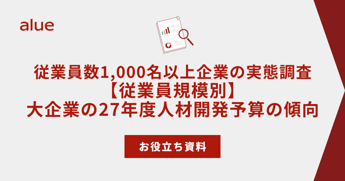 従業員数1,000名以上企業の実態調査【従業員規模別】大企業の27年度人材開発予算の傾向