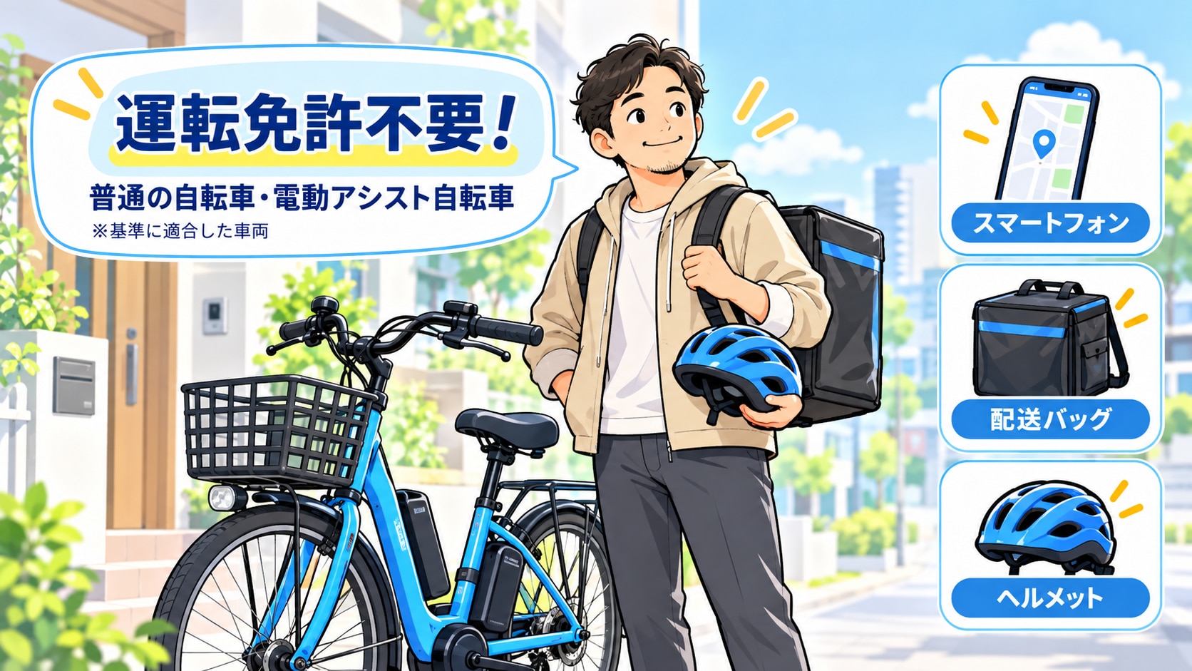 自転車配達の仕事は免許不要?未経験から始めるには