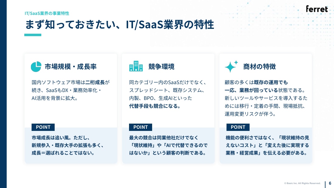 まず知っておきたい、IT/SaaS業界の特性（市場規模・競争環境・商材の特徴）